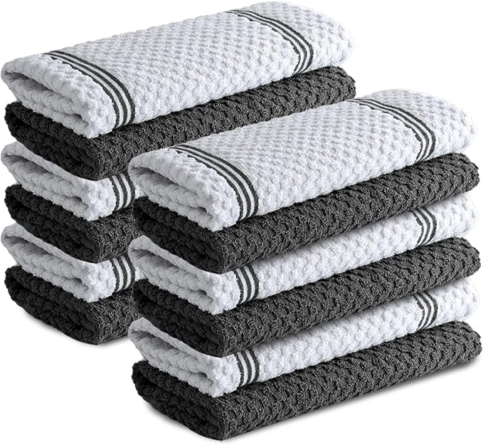 Infinitee Xclusives Premium Kitchen Towels - [Pack of 12] 100% Cotton Kitchen Hand Towels (15 x 25 Inches) - Dish Towels for Kitchen |Grey|