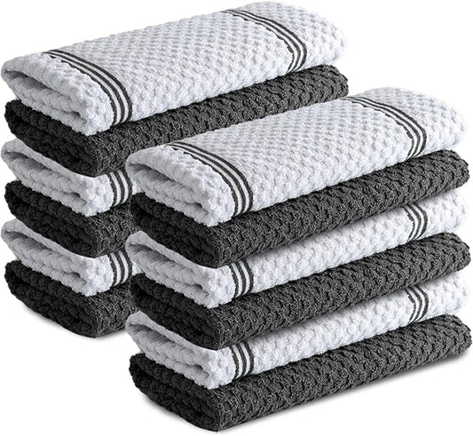 Infinitee Xclusives Premium Kitchen Towels - [Pack of 12] 100% Cotton Kitchen Hand Towels (15 x 25 Inches) - Dish Towels for Kitchen |Grey|