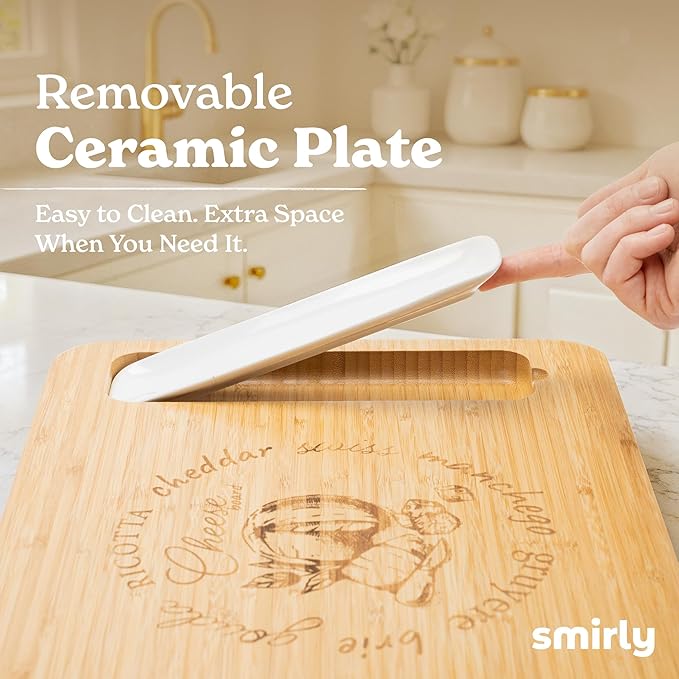 SMIRLY Charcuterie Boards Set - Large Bamboo Cheese Board Set - House Warming Gifts New Home, Wedding Gift for Couple, Bridal Shower Gift, Birthday Gifts for Women