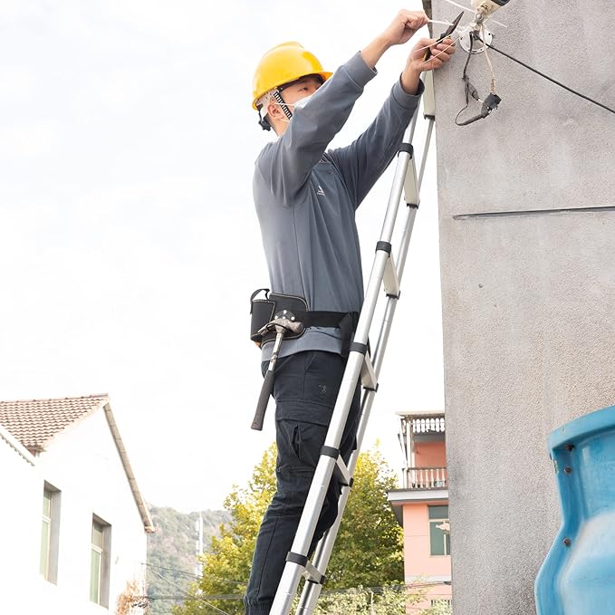 12.5FT Telescoping Ladder- Multi-Purpose Aluminum Extension Ladder Adjustable Compact Ladder for Household, RV, Outdoor, 330lbs Max Capacity…