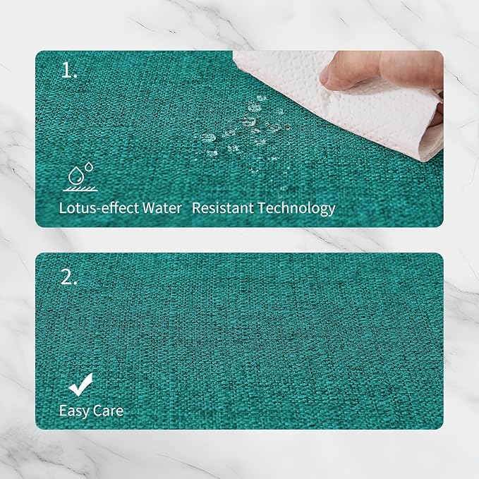 BALCONY & FALCON Placemats Set of 6 Faux Linen Cloth Place Mats Washable Waterproof Wrinkle Resistant Table Placemats for Dining Kitchen Farmhouse Indoor & Outdoor Use(Teal, 13.8”x 17.7”