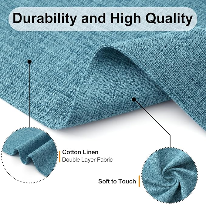 Homaxy Cloths Placemats for Dining Table Set of 6, Heat Resistant Washable Cotton Linen Blend Table Mats, Easy to Clean Place Mats for Indoor Outdoor Party Kitchen Decoration, 13" x 19", Aqua