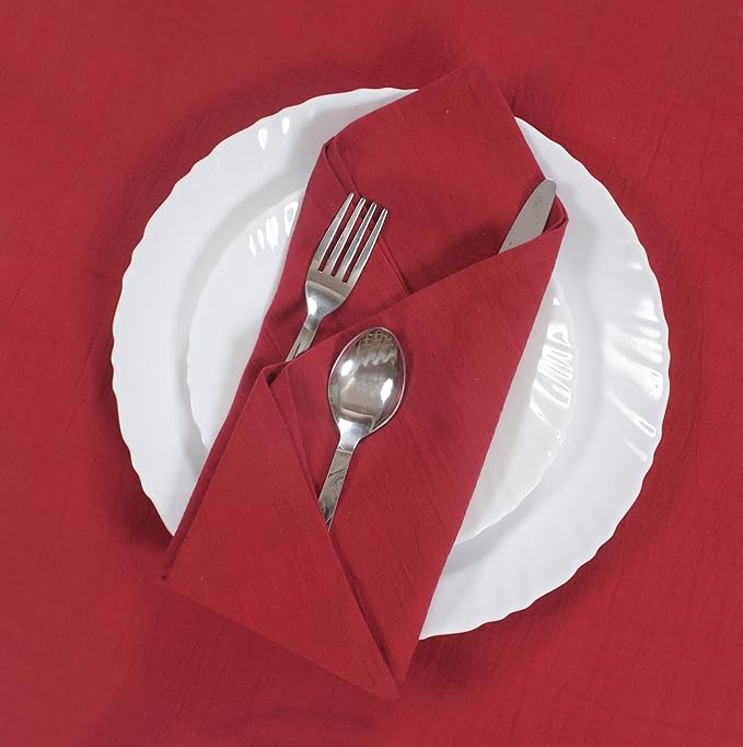 ANA Cloth Napkins Set of 12 (17.5x17.5) inch 100% Cotton Dinner Napkin Washable Hotel Quality Reusable Kitchen & Table Linen for Fall Thanksgiving Family Dinners Weddings & Everyday Use - Red