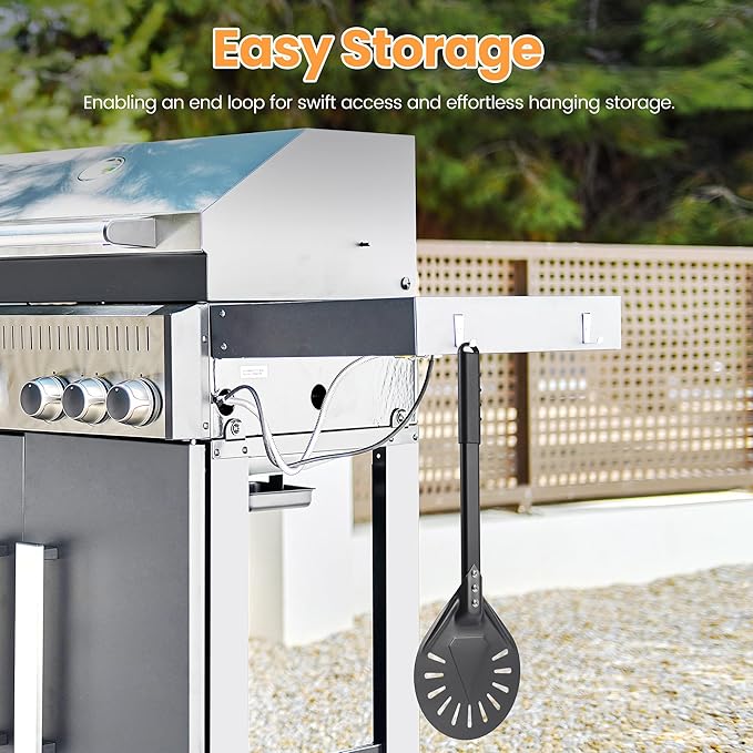 9” Pizza Turning Peel - Pizza Turner - Restaurant-Grade Aluminum Perforated Pizza Peel Lightweight Metal Outdoor Pizza Oven Accessories