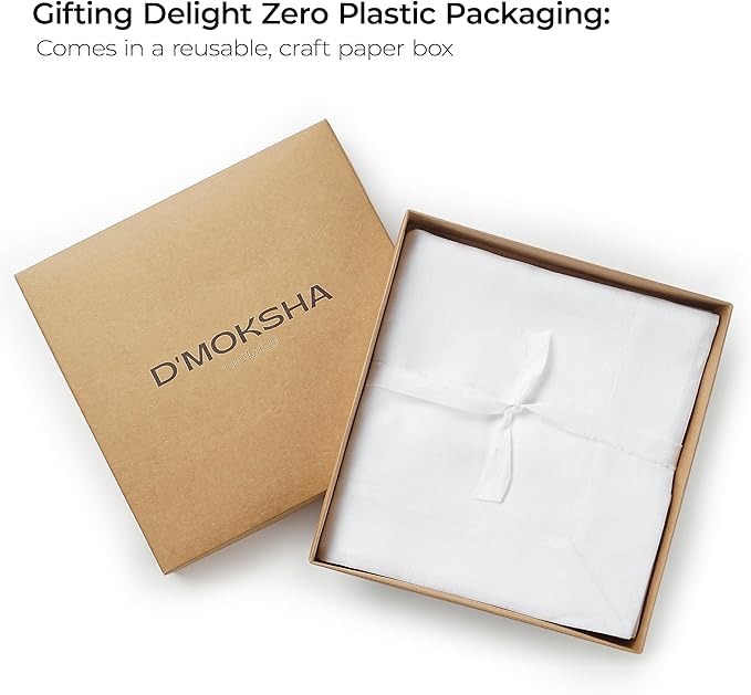 D'Moksha Homes Linen White Tablecloth 60 x 90 Inch - 100% Pure Linen Rectangular Tablecloth - Machine Washable Table Cloth for Summer, Fall and Halloween