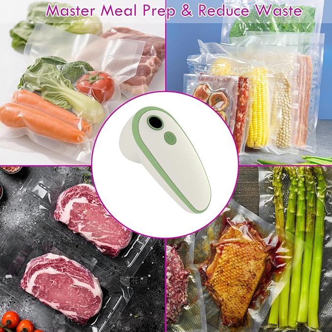 Handheld Vacuum Sealer for Food with 20 Reusable Bags,Portable Rechargeable Powerful Compact Vacuum Sealer Machine for Kitchen & Camping