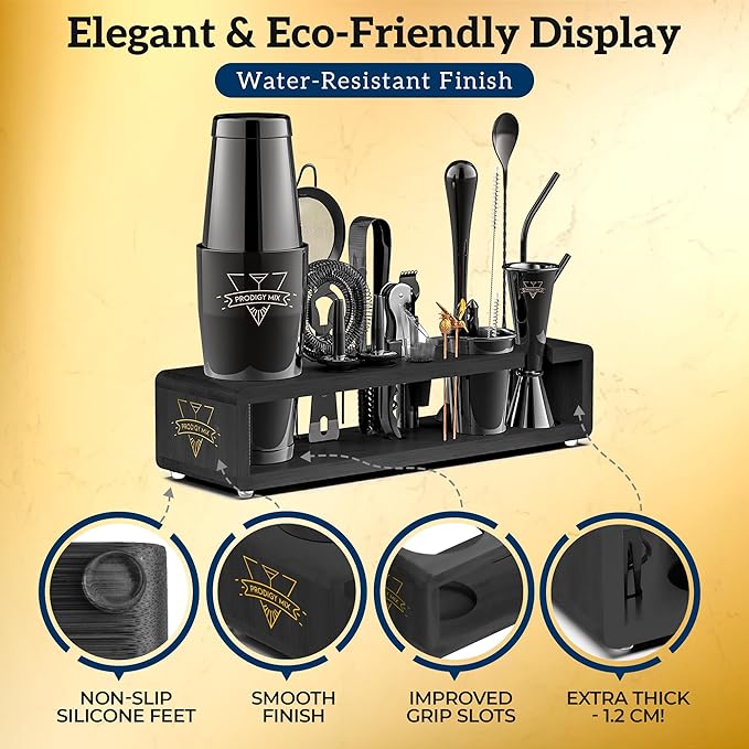 Elite Mixology Bartender Kit 20-Piece Boston Cocktail Shaker Set for Mixing with Stand- Indestructible Bar Accessories Bartending Kit, Cocktail Bar Set, Bartender Set, Bonus Recipe Cards Bar Tools
