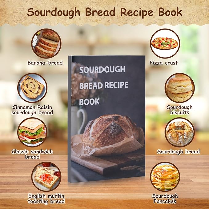 Sourdough Starter Kit, Sourdough Bread Baking Supplies, 40oz Sourdough Starter Jar, 9" Round & 10"Oval Rattan Banneton Bread Proofing Baskets Set, Bread baking tools,Silicone bread Sling