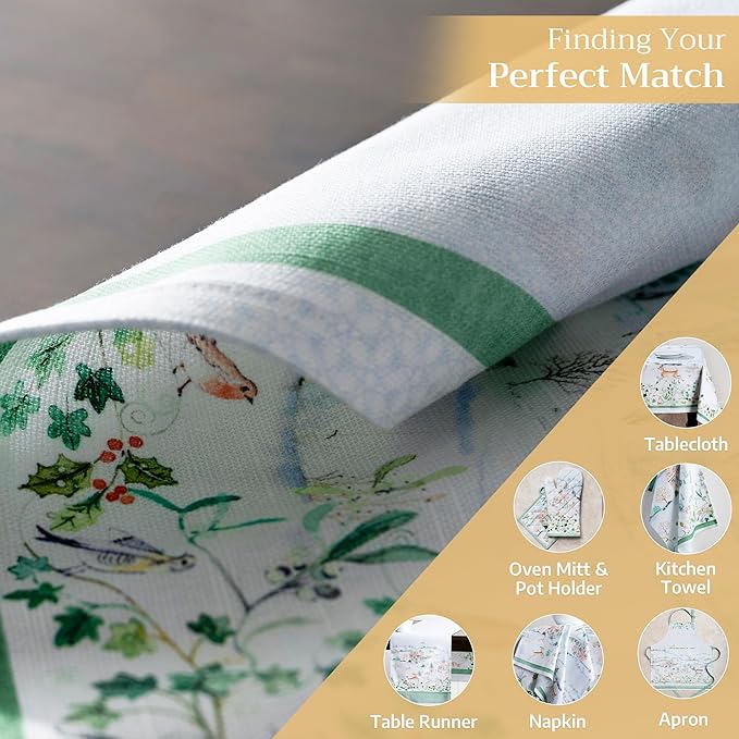 Maison d' Hermine Placemats Set of 4 100% Cotton Washable Cloth Place Mats, Reusable Table Mats for Thanksgiving Christmas Decorations Kitchen Dining Party Wedding Restaurant (Snowy World, 13" x 19")