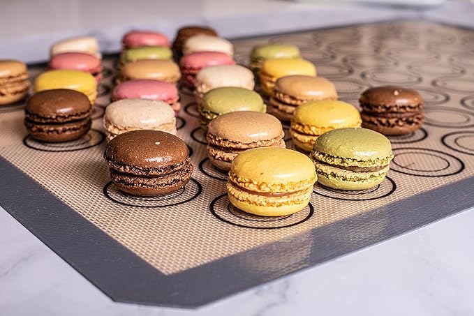 Macaron Silicone Baking Mats - Set of 2 - Full Size - 16.5 x 24, Non-Stick Macaron Mat for Perfect Baking - Dishwasher & Oven Safe, Ideal for Macarons, Cookies, Bread, and More