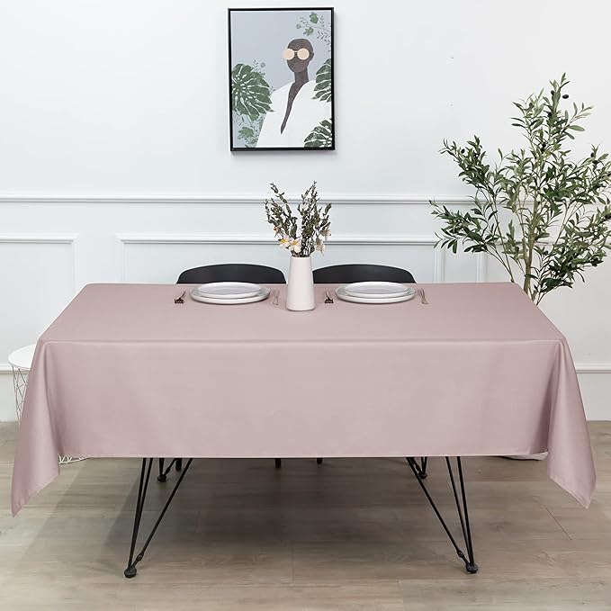 sancua Rectangle Tablecloth - 70 x 108 Inch - Stain and Wrinkle Resistant Washable Polyester Table Cloth, Decorative Fabric Table Cover for Dining Tables, Buffet Parties and Camping, Blush
