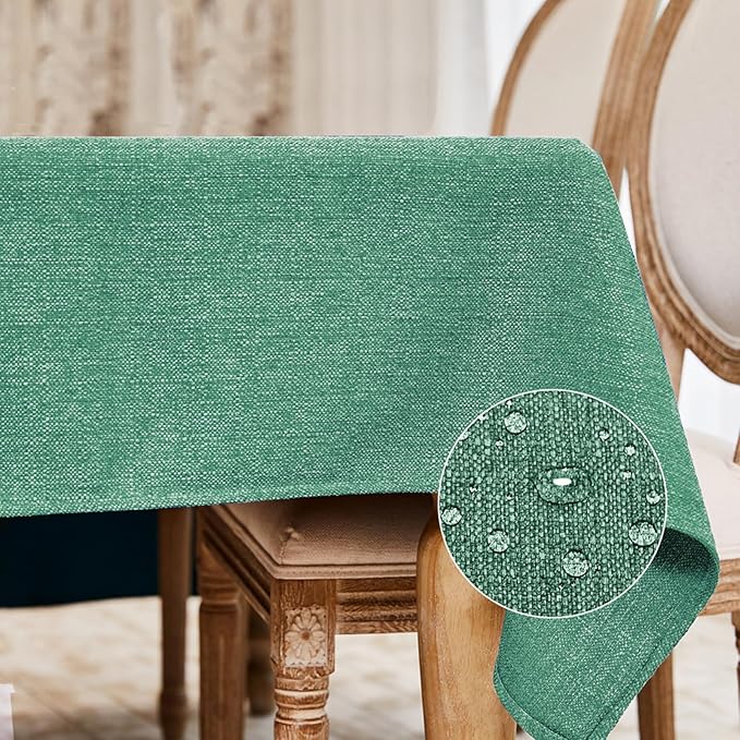 BALCONY & FALCON Rectangle Tablecloth Washable Wrinkle Resistant and Water Proof Table Cloth Decorative Linen Fabric Tablecloths for Dining Parties Kitchen Wedding Outdoor (Light Aqua Green, 55x70)