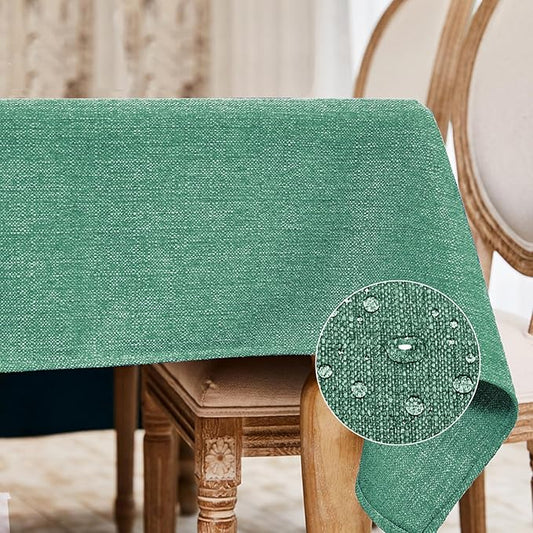 BALCONY & FALCON Rectangle Tablecloth Washable Wrinkle Resistant and Water Proof Table Cloth Decorative Linen Fabric Tablecloths for Dining Parties Kitchen Wedding Outdoor (Light Aqua Green, 55x70)