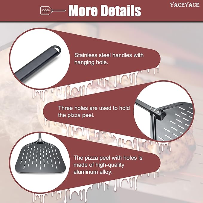 Pizza Paddle, 12-inch Black Metal Pizza Peel, Aluminum Turning Peel