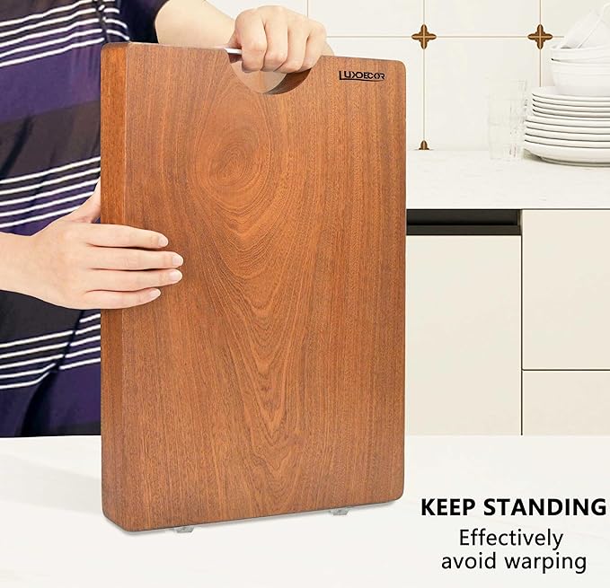 Solid Wood Cutting Board One Piece Cutting Boards Made of Entire Piece Sapele Wood, Hardwood Cutting Board Heavy Duty 15 * 11 * 1 In (No Glue)