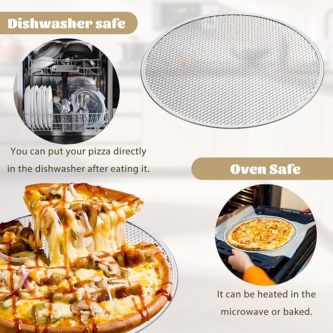 6 Pcs Aluminum Alloy Pizza Screen, 12 Inch Pizza Tray Pizza Pan for Oven Round Pizza Crisper Pan Pizza Baking Screen for Home Kitchen, BBQ, Seamless