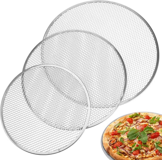 3 Pcs Pizza Screen 10 Inch 12 Inch 13 Inch Aluminum Alloy Seamless Pizza Pan Non Stick Mesh Pizza Tray for Oven BBQ Kitchen Restaurant Cookware Baking Tool