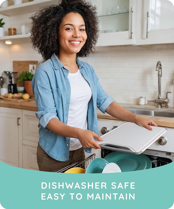 Cutting Boards for Kitchen, Plastic Cutting Board Set of 3, Dishwasher Safe Cutting Boards with Juice Grooves for Meat, Veggies, Fruits, Easy Grip Handle, Serveware Accessories (Gray)