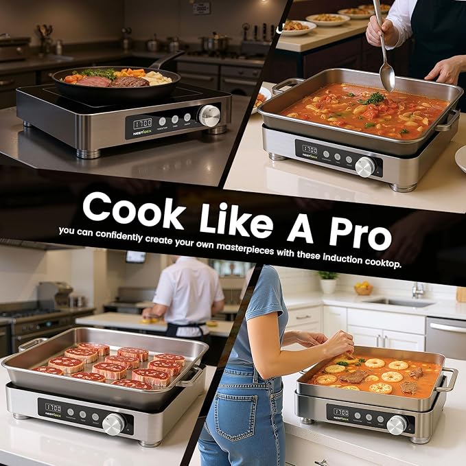 Induction Cooktop, Commercial Portable Electric Stove, 11.8-inch Heating Coil, Stainless Steel Countertop Burner With 24 Hours Timer, Powerful 1700W Professional Hot Plate For Cooking