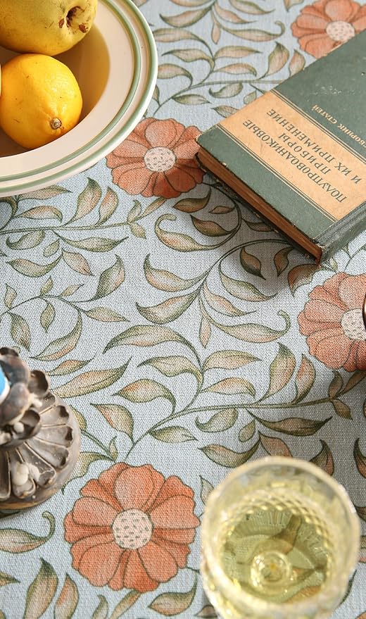 patdrea Designer French Linen Blue Round Table Cloth,Vintage Floral Tablecloth,Colorful Decoration Fall Table Cover Kitchen Dining for Party,Thanksgiving,Christmas,Diameter 67"-Wensel
