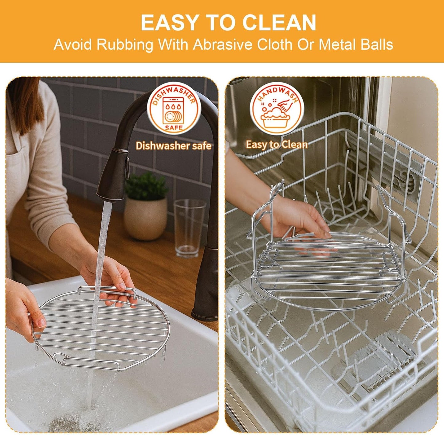 GCQ Air Fryer Accessories for Ninja Foodi FD401 12 IN 1 OS401 10 IN 1 8 Quart Pressure Cooker, Replacement Stainless Steel Air Fryer Wire Rack Replacement Parts, Dishwasher Safe