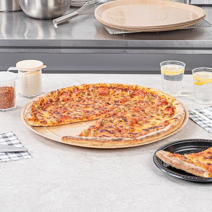 Restaurantware-Eco Pie 18 Inch Paper Pizza Trays, 50 Round Pizza Pans - Oven-Ready, Microwavable, Kraft Paper Pan For Large-Sized Pizzas, For Baking, Cooking, Bread, Meat, Or Pies