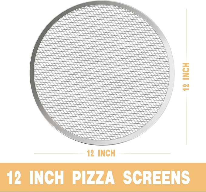 LRui Pizza Screen,12 Inch,12 Pack,Seamless Aluminum Pizza Pan With Holes.