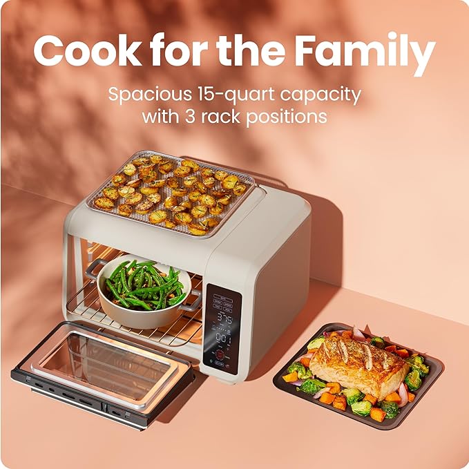 Chefman Air Fryer Toaster Oven Combo, Countertop Oven for Quick & Healthy Meals, Bake, Broil, Air Fry, Toast, and Bagel Functions, 450°F Max Temp, 4 Slice Toaster Oven Air Fryer Combo – Ivory