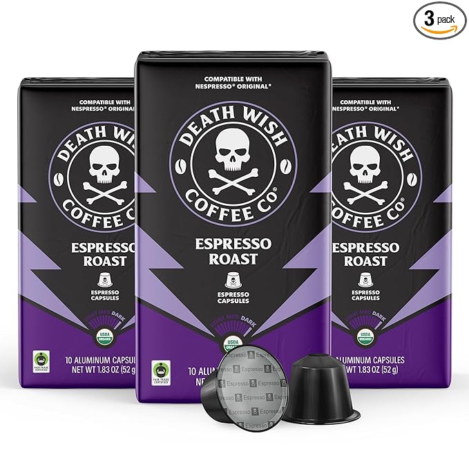 Death Wish Coffee, Espresso Roast Capsules Compatible with Nespresso Original Machines
