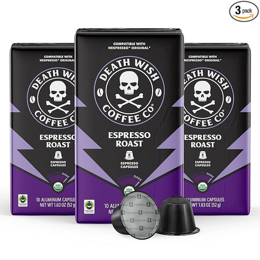Death Wish Coffee, Espresso Roast Capsules Compatible with Nespresso Original Machines