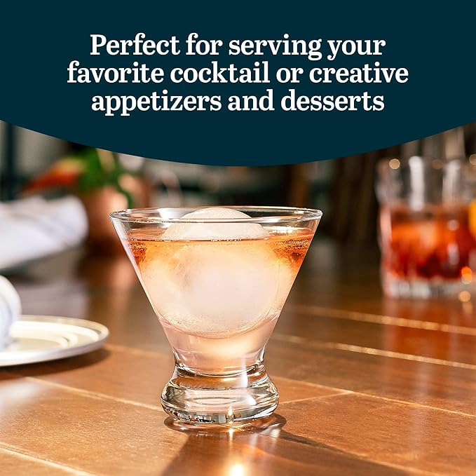 Libbey Cosmopolitan Stemless Martini Glasses Set Of 12, Dishwasher Safe Holiday Martini Glass, Lightweight Cocktail Glass Set for Wedding Party