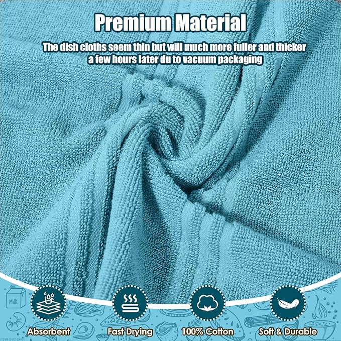 Dish Towels and Dishcloths with Oven Mitts Sets- 100% Cotton Tea Towels for Kitchen- 500 F Heat Resistant Oven Mittens 7.5"x12", Durable Dish Cloths 11.8"x11.8", Absorbent Dish Towels 13.5"x24"