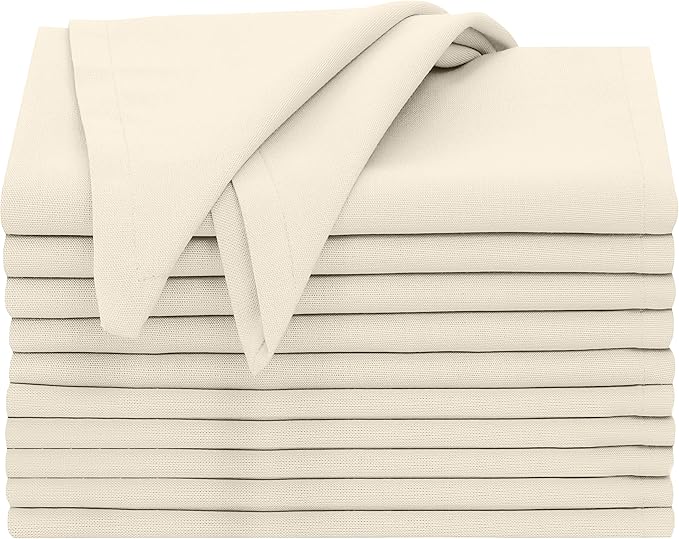 Ruvanti Cloth Napkins Set of 12, 18x18 Inches, 100% Cotton, Washable, Soft & Absorbent, Perfect for Wedding, Christmas, ‎Thanksgiving Dinners - Antique White