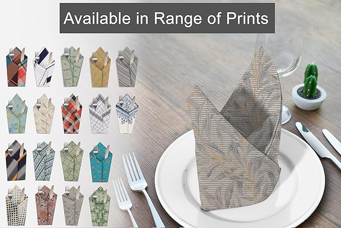 RUVANTI Cloth Napkins Set of 6 Cotton 100%, 18x18 Inches Napkins Cloth Washable, Soft, Absorbent. Cotton Napkins for Parties, Christmas, Thanksgiving, Weddings, Dinner Napkins Cloth - Leafy