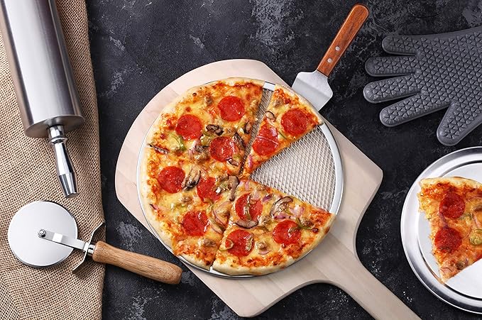 New Star Foodservice 50943 Restaurant-Grade Aluminum Pizza Baking Screen, Seamless, 10-Inch, Pack of 6