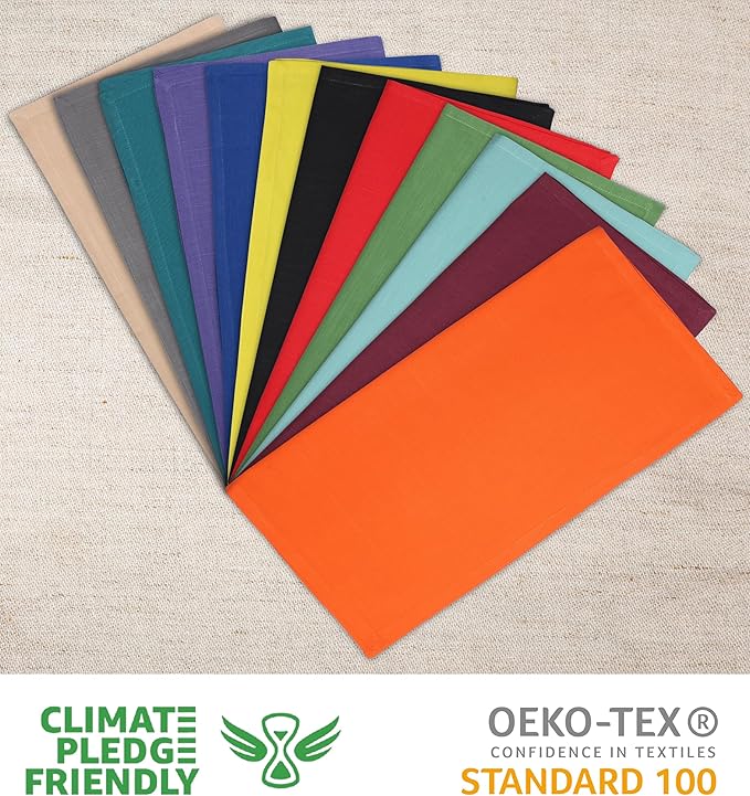 Urban Villa Napkins Solid Slub Set of 12 MUL Color Dinner Napkins Size 20X20 in Cloth Napkins Cotton Cloth Napkins Premium Quality Mitered Corner Ultra Soft Dinner Napkins