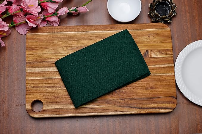 PurpleEssences Waffle Weave Kitchen Towel, 100% Cotton - 15x25 Inches, with Hanging Loop Ultra Soft Absorbent Quick Drying Dish Cloth, Tea and Hand Towels, 6 Pack - Christmas Holiday Winter - Green