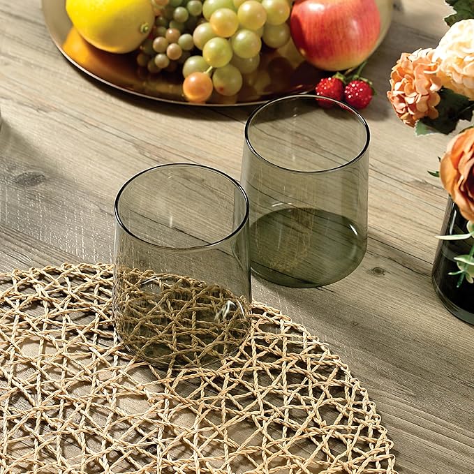 Smokey Grey Glass Tumbler Set of 4 – 16.5 oz Borosilicate Glassware – Durable, Lead-Free, Dishwasher Safe – Modern Grey Drinking Glasses for Home