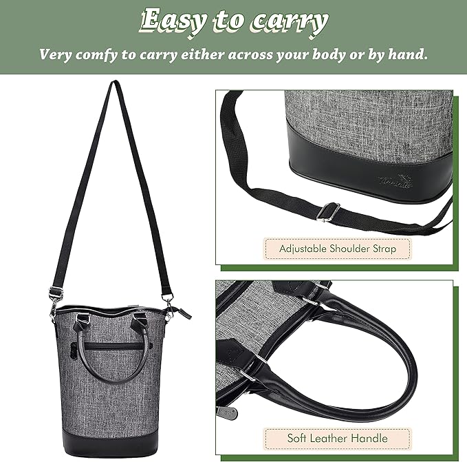 Tirrinia Insulated Wine Gift Carrier Tote - Travel Padded 2 Bottle Wine/Champagne Cooler Bag for Portable Wine Bottle Carrying Case, Women Men Event party, Gift for Wine Lovers