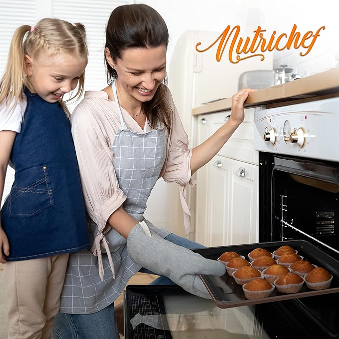 NutriChef 8-Piece Nonstick Stackable Bakeware Set - PFOA, PFOS, PTFE Free Baking Tray Set w/Non-Stick Coating, 450°F Oven Safe, Round Cake, Loaf, Muffin, Wide/Square Pans, Cookie Sheet (Brown)