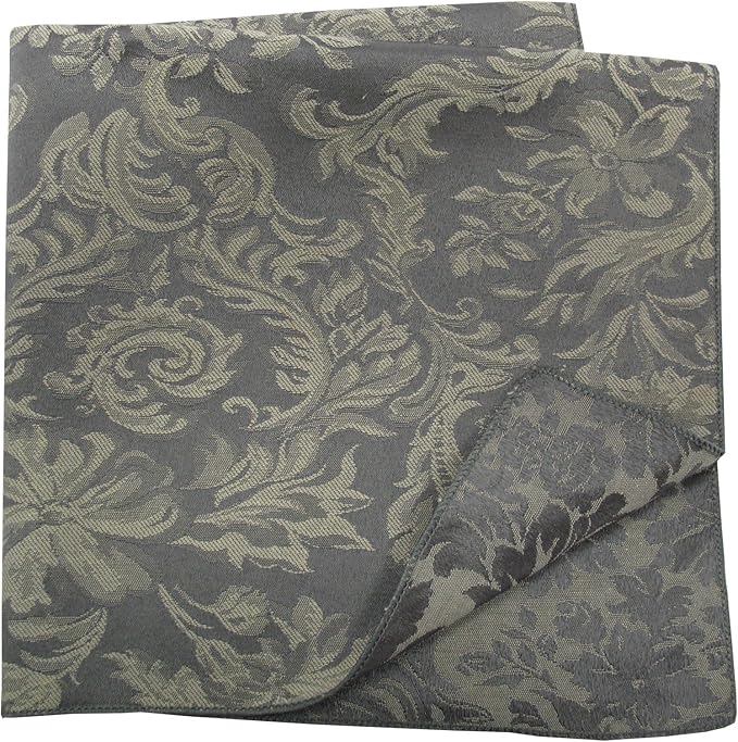 Ultimate Textile Miranda Damask Pewter Cloth Napkins - 17" x 17" (Set of 24) Square Washable Cotton Polyester for Wedding, Party & Dining Events