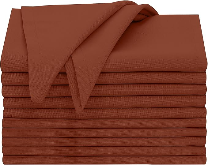 Ruvanti Cloth Napkins Set of 12, 18x18 Inches, Napkin Cloth Washable, Soft & ‎Absorbent 100% Cotton Napkins, Perfect for Wedding, Christmas, ‎Thanksgiving, and Dinner - Rust