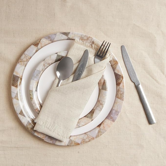 ACCENTHOME Natural Cotton Linen Napkin Set of 12 18x18 inch Dinner Napkins - Washable Soft Premium Reusable Perfect Fall Thanksgiving Table Napkins for Family Dinners Christmas Weddings & Everyday Use