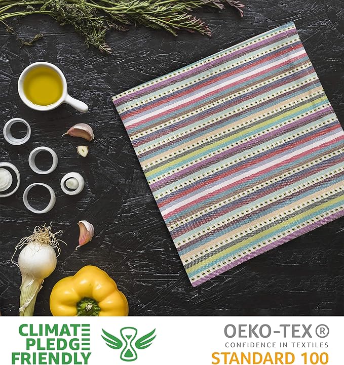 Urban Villa Cloth Napkins Set of 12 20x20 Inches 100% Cotton Napkins Cloth Washable Durable Reusable Absorbent Table Dinner Napkins Cloth for Hotel Lunch Restaurant Weddings Parties – Blue Stripes