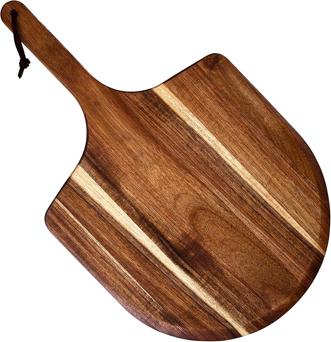 Totally Bamboo Rock & Branch Acacia Wood Pizza Peel, 13.75 Inch Wooden Pizza Paddle with Handle, Great for the Oven and Grill