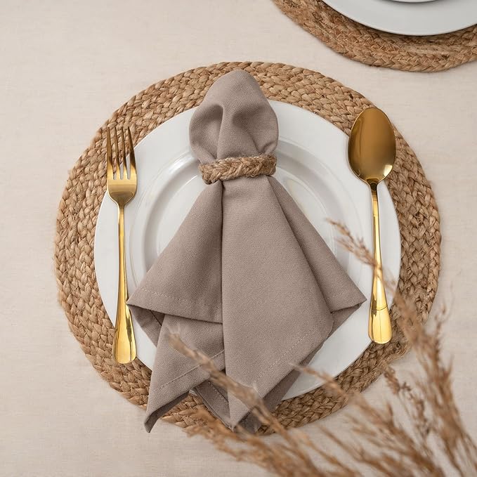 Blue Needles Solid Cloth Napkins Set of 12 Chocolate Brown 100% Cotton Dinner Napkins 18x18 inches - Soft, Reusable, Absorbent, Washable Fall Thanksgiving Linen Ideal for Event, Parties & Everyday Use