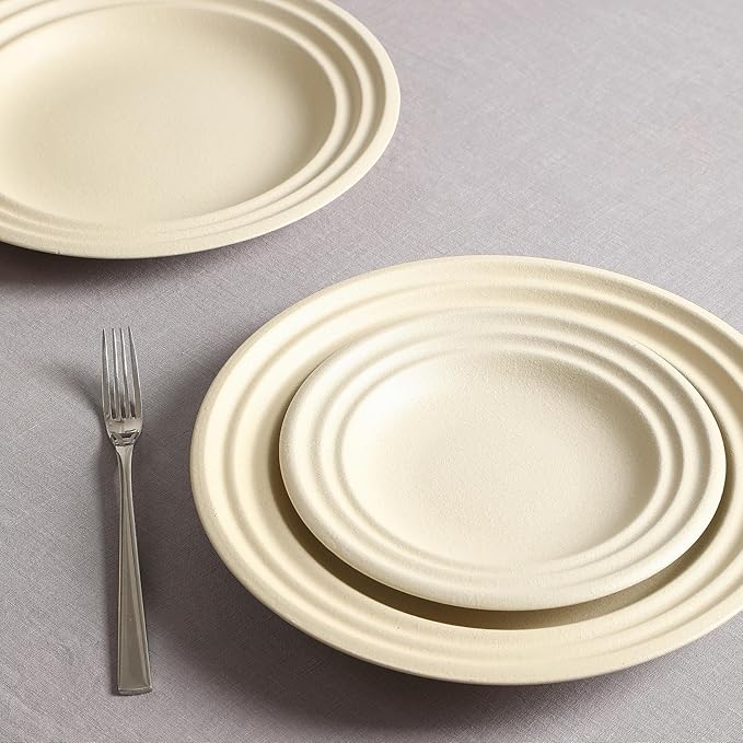 Stone Lain Zen Stoneware 24-Piece Dinnerware Set, Service for 8, Beige, Includes Salad & Dinner Plates, Bowls, Textured Sand Finish, Microwave & Dishwasher Safe