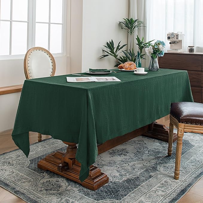 Linen World Linen Tablecloth, 100% French Linen Green Tablecloth 72" x 72" Inch, Washable Square Tablecloth for Dining, Outdoor, Weddings and Restaurants, Decorative Valentine Easter
