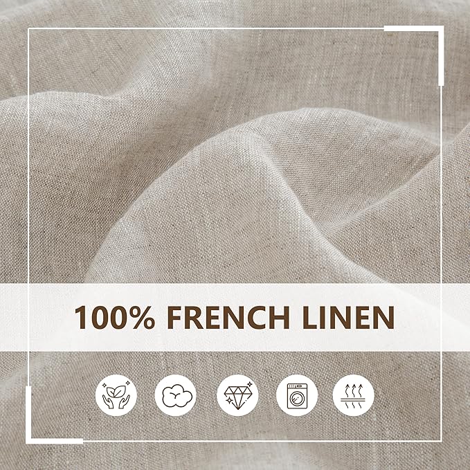 Linen World Linen Tablecloth, 100% French Linen Natural Tablecloth 90" x 60" Inch, Washable Rectangular Tablecloth for Dining, Outdoor, Weddings and Restaurants, Decorative Valentine Easter