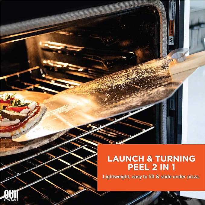 Aluminum Pizza Peel Metal - 12 x 14 Inch. Pizza Spatula for Oven with Foldable Wood Handle. Pizza Oven Accessories Tools. Turning Peel, Bread, Pastry, Dough, Cake Spatula